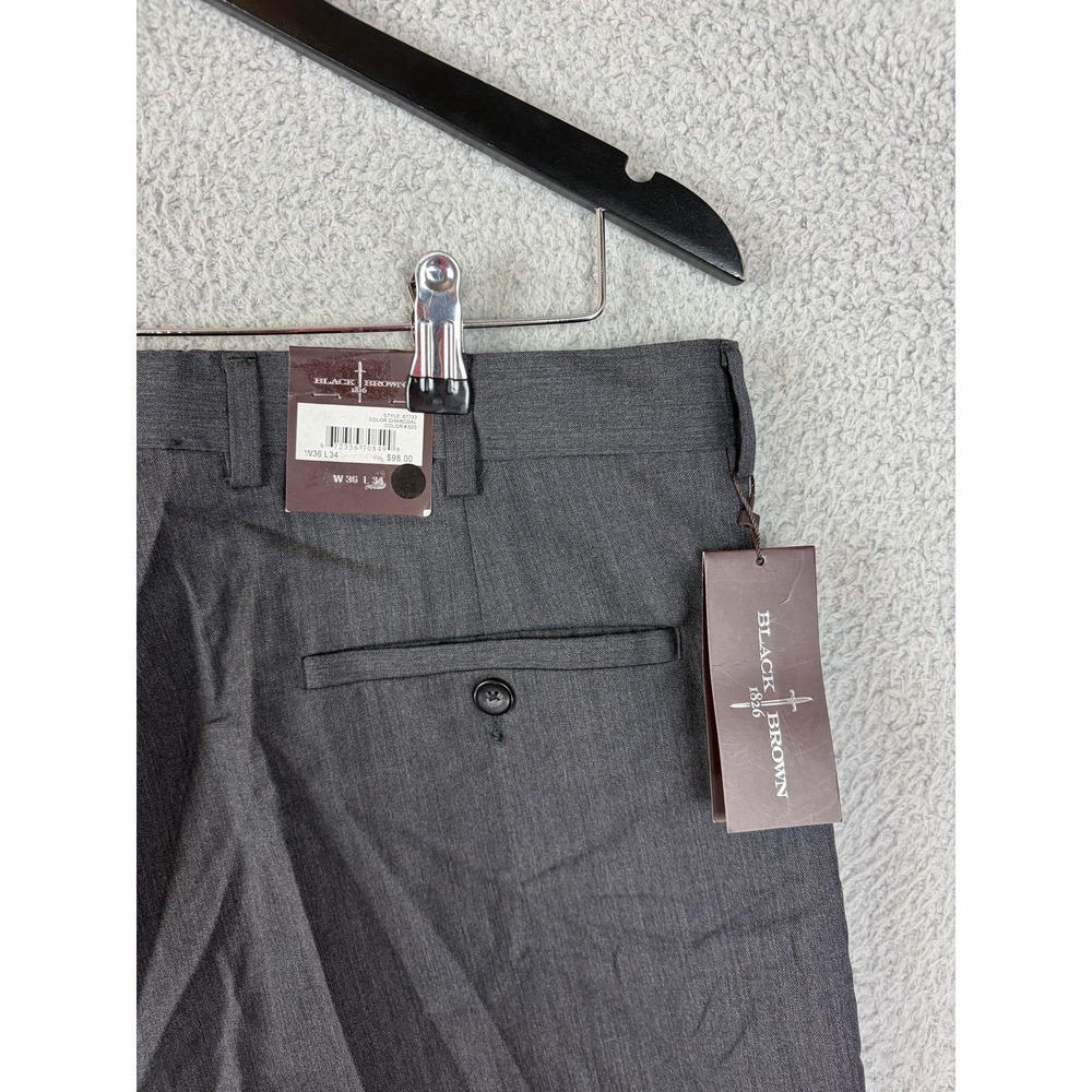 Black Brown 1826 Dress Pants Mens 36x34 Gray Wool Herringbone Office Men New